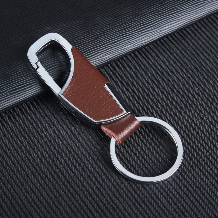 Modern Handmade Leather Keychain – Polished Steel Carabiner
