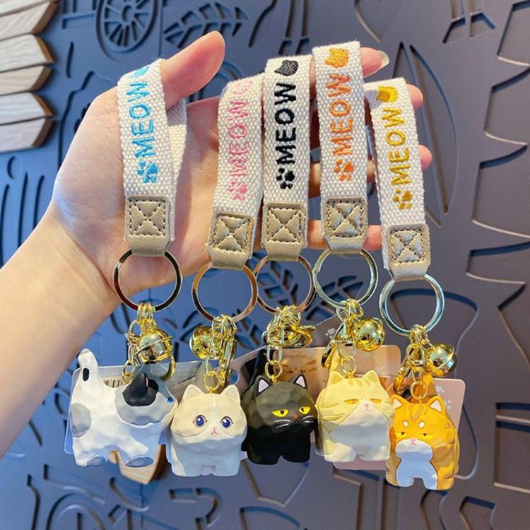 Cute Pet Character Keychain – Handmade Fabric Strap Series